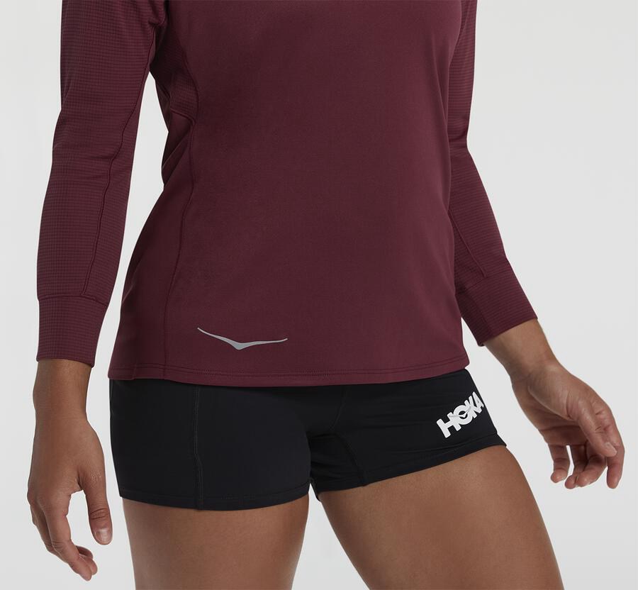 Hoka One One Top Damske Hnede - Performance 3/4 Sleeve - 40683-UPSO